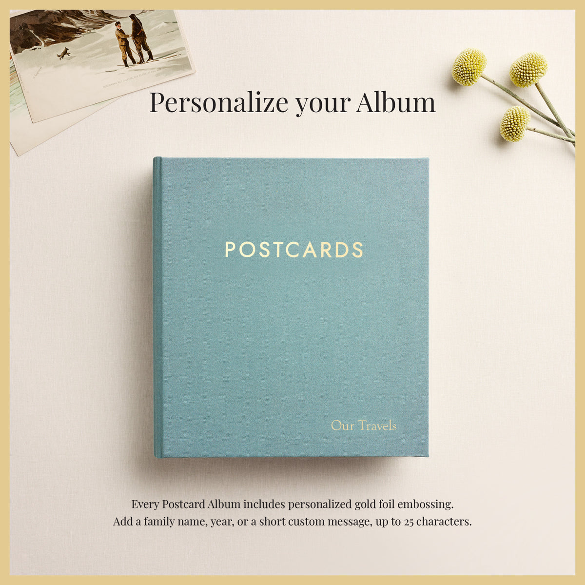 The Medium Postcard Album | Jade Green Cotton