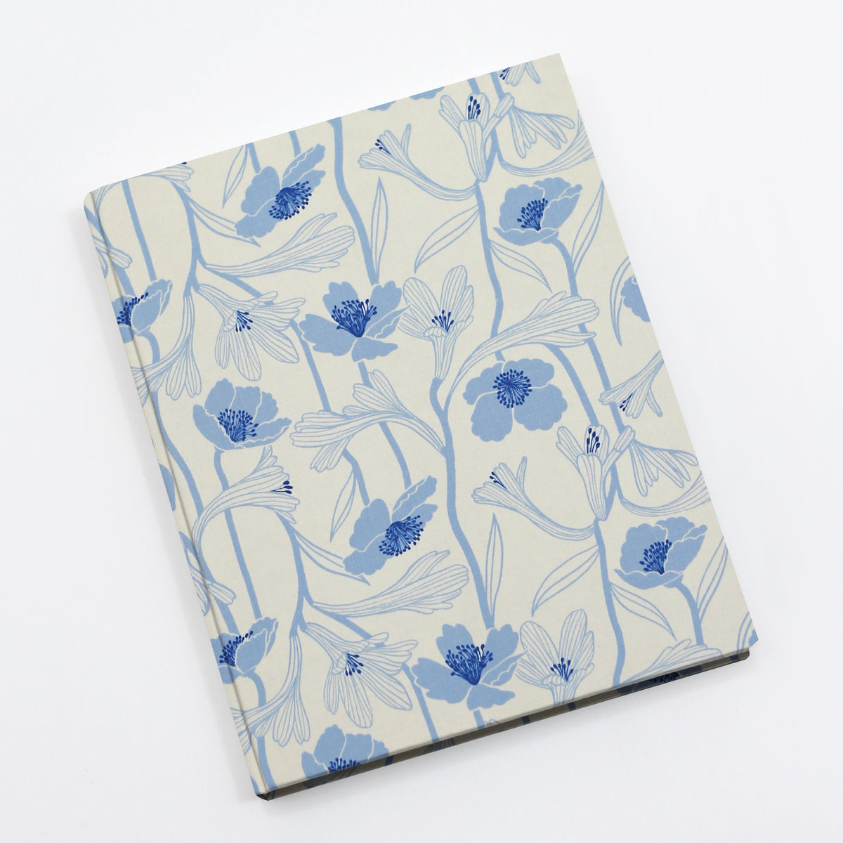 Large 8 x 10 Blank Page Journal | Limited Edition Cover: Water Flowers White
