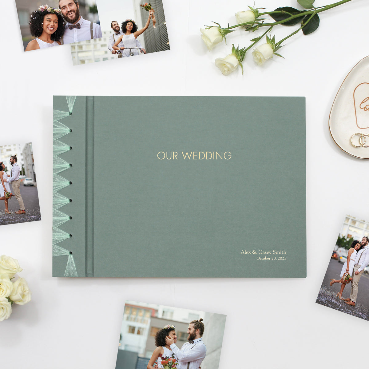 Wedding Album [10.5 x 14.75] Cover: Jade Green Cotton | Available Personalized