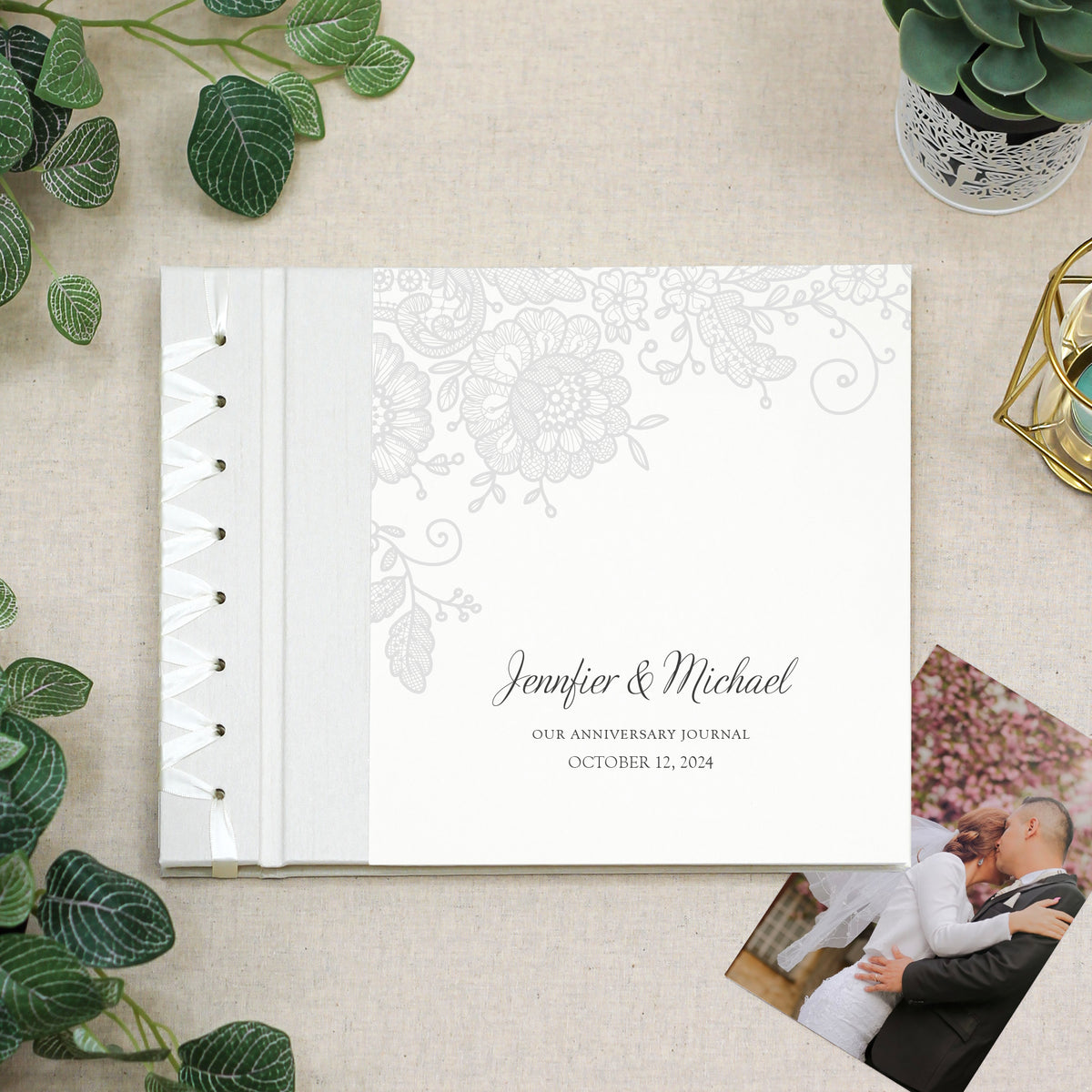 Anniversary Journal | Printed Cover: Lace Floral | Available Personalized