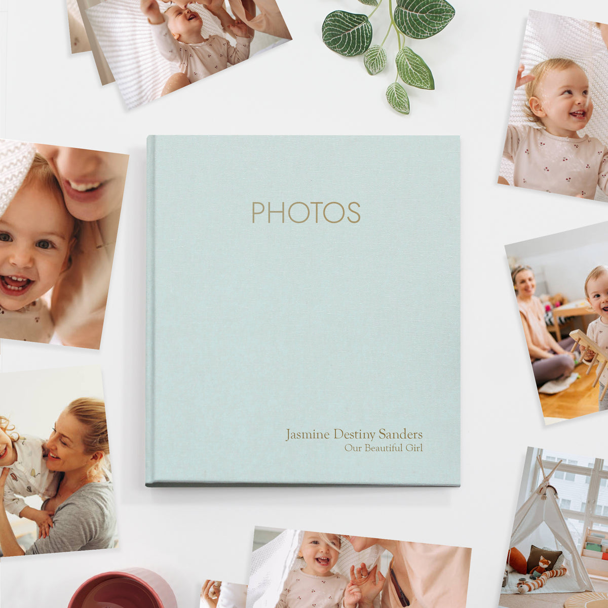 Large Photo Binder for 5x7 photos | Cover: Light Blue Cotton | Available Personalized