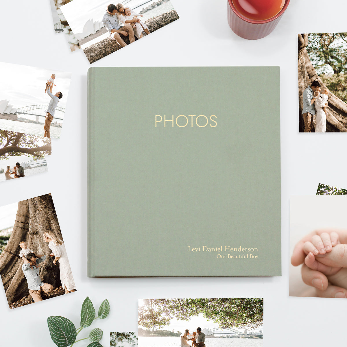 Large Photo Binder For 4x6 Photos | Sage Green Cotton