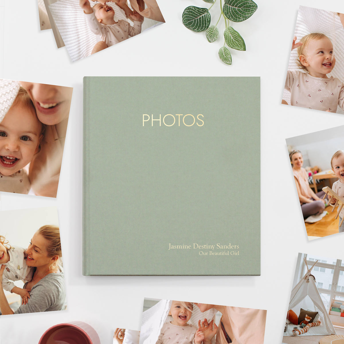 Large Photo Binder for 5x7 photos | Sage Green Cotton