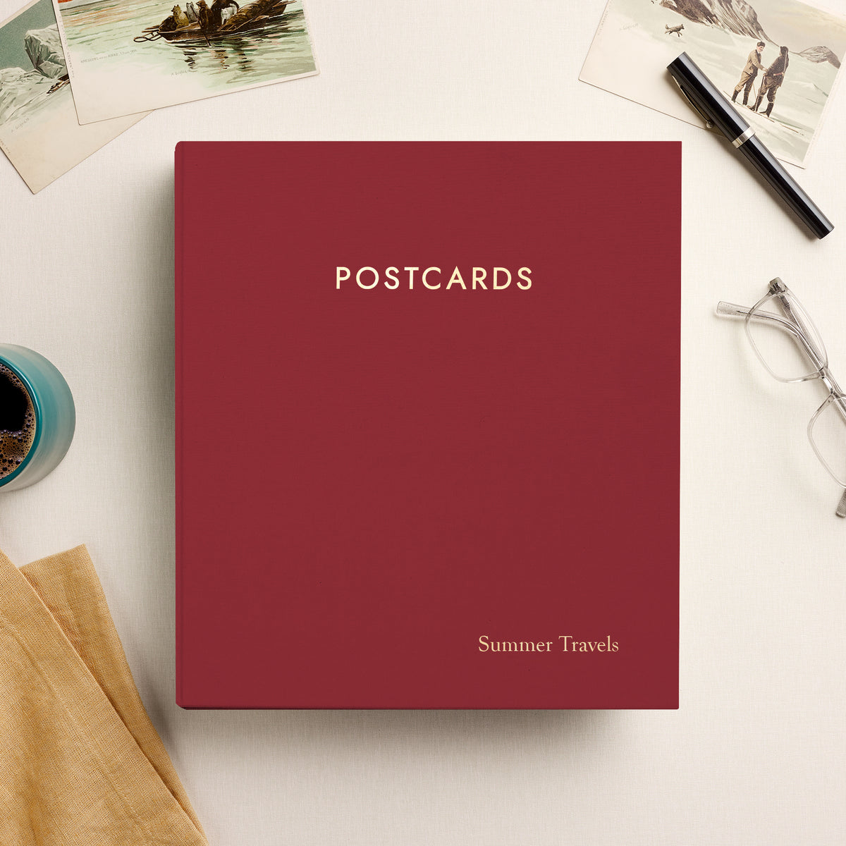 The Large Postcard Album | Cranberry Red Cotton