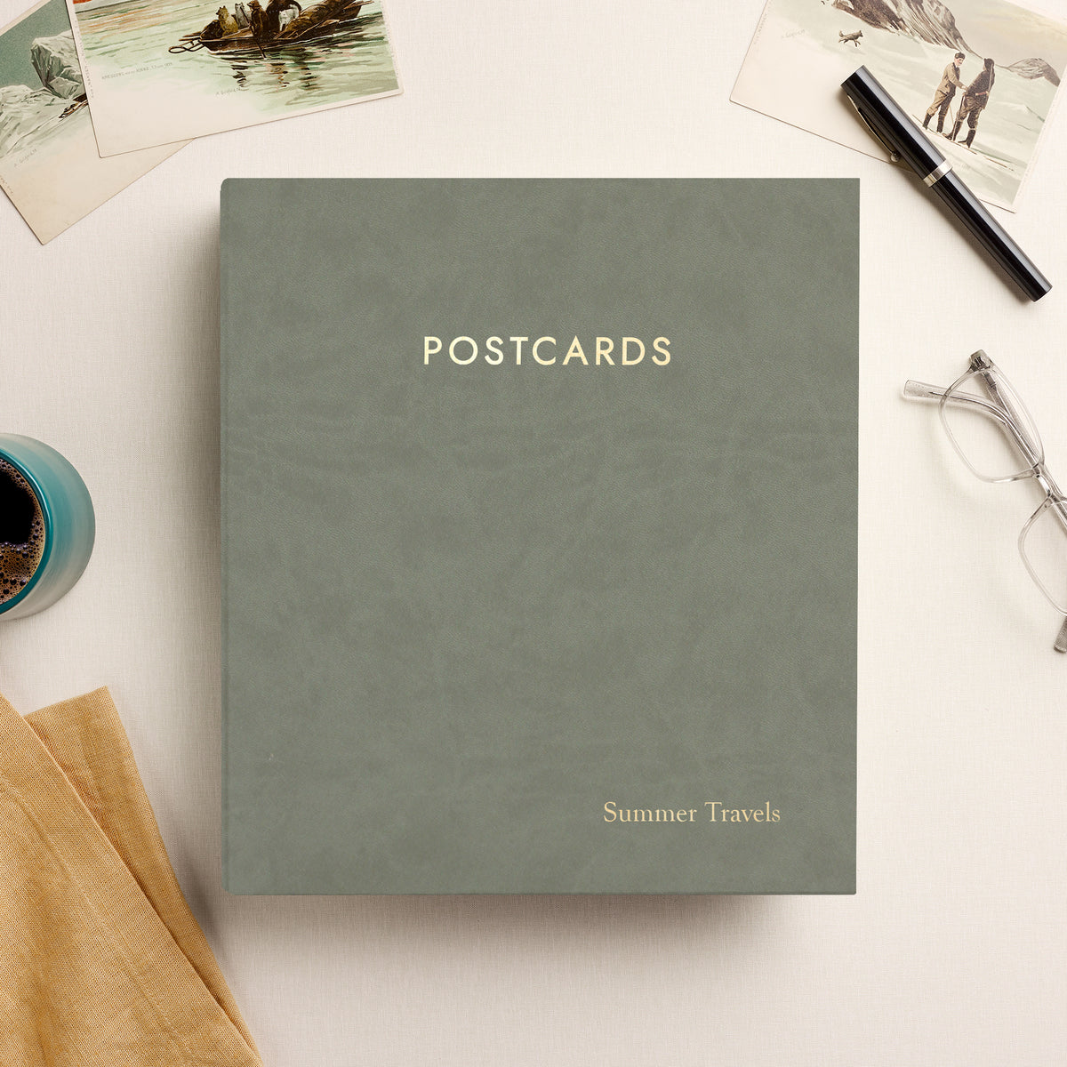 The Large Postcard Album | Moss Green Vegan Leather