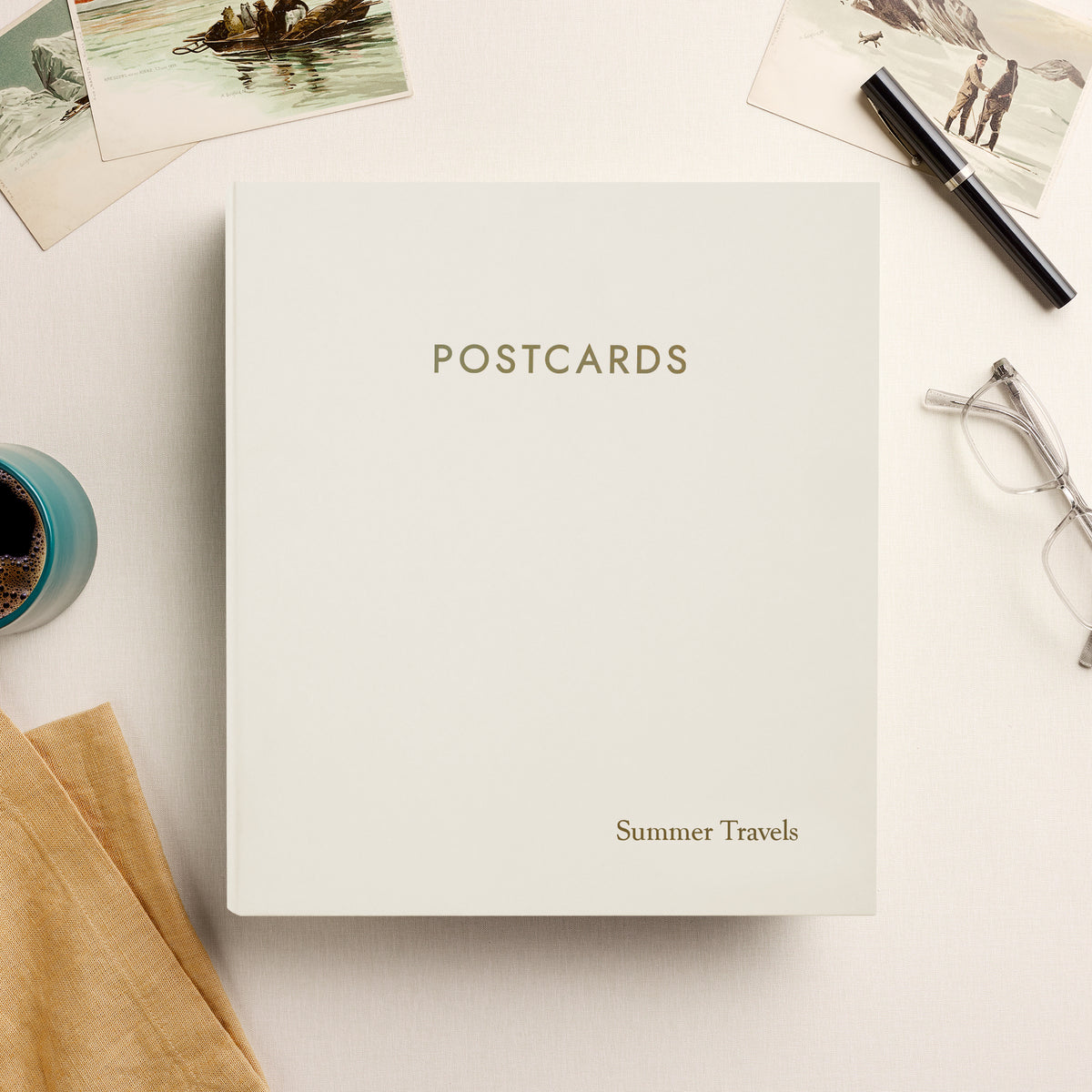 The Large Postcard Album | Pearl White Vegan Leather