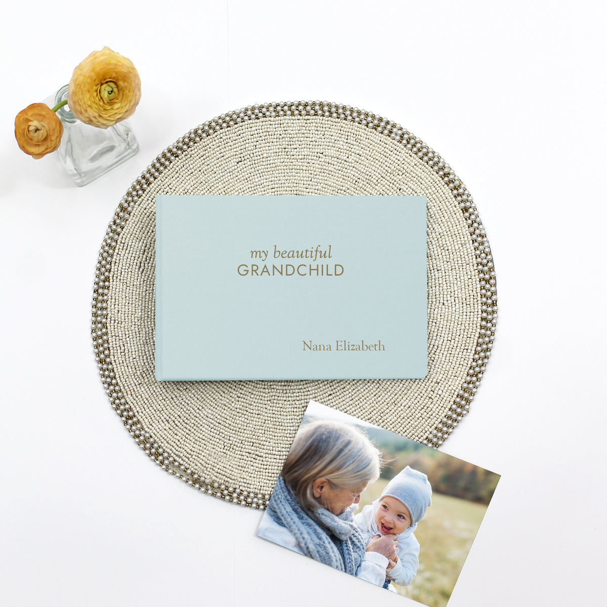 Grandma's Brag Book | My Beautiful Grandchild / Grandchildren | Light Blue Cotton Cover
