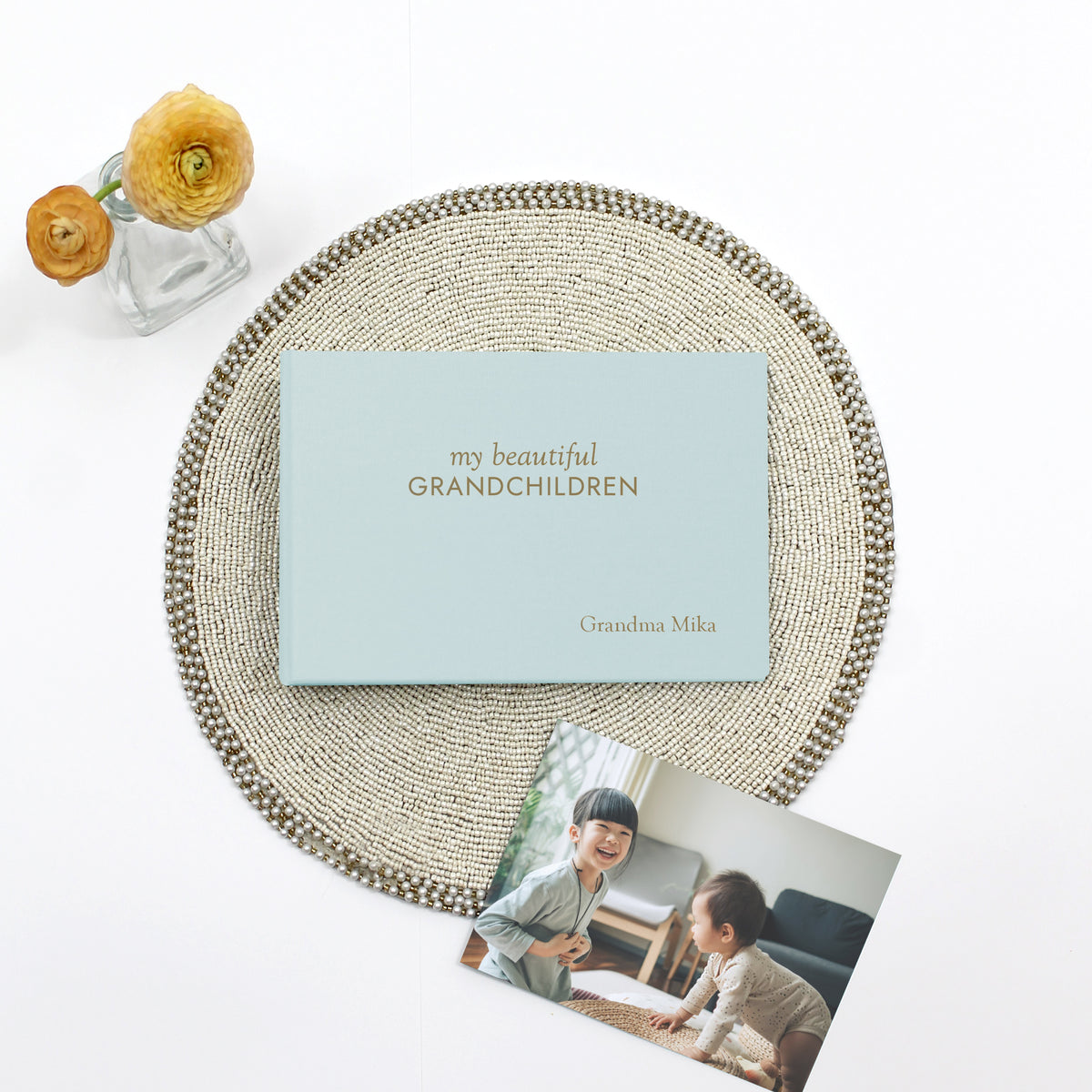 Grandma's Brag Book | My Beautiful Grandchild / Grandchildren | Light Blue Cotton Cover