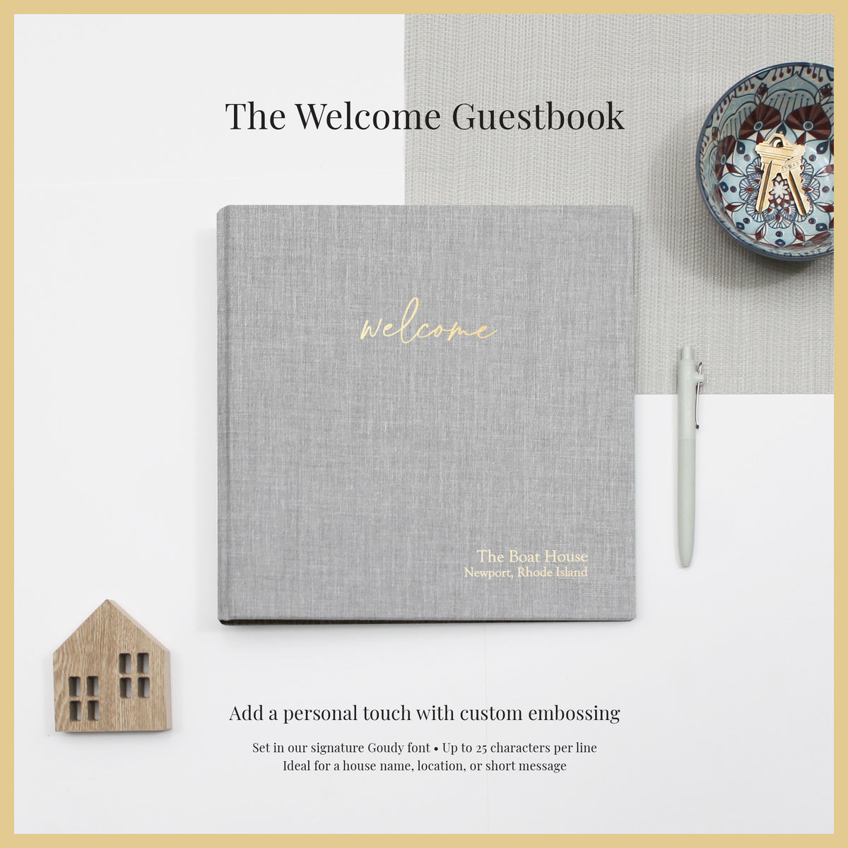 The Welcome Guestbook | Light Gray Linen