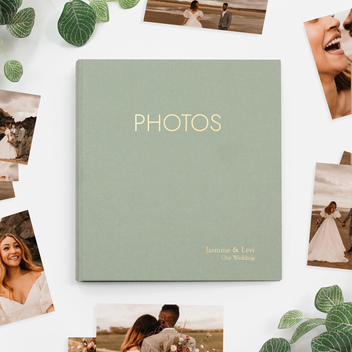 Medium Photo Binder For 4x6 Photos | Cover: Sage Green Cotton | Available Personalized