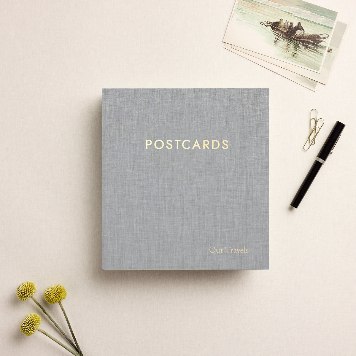 The Medium Postcard Album | Light Gray Linen