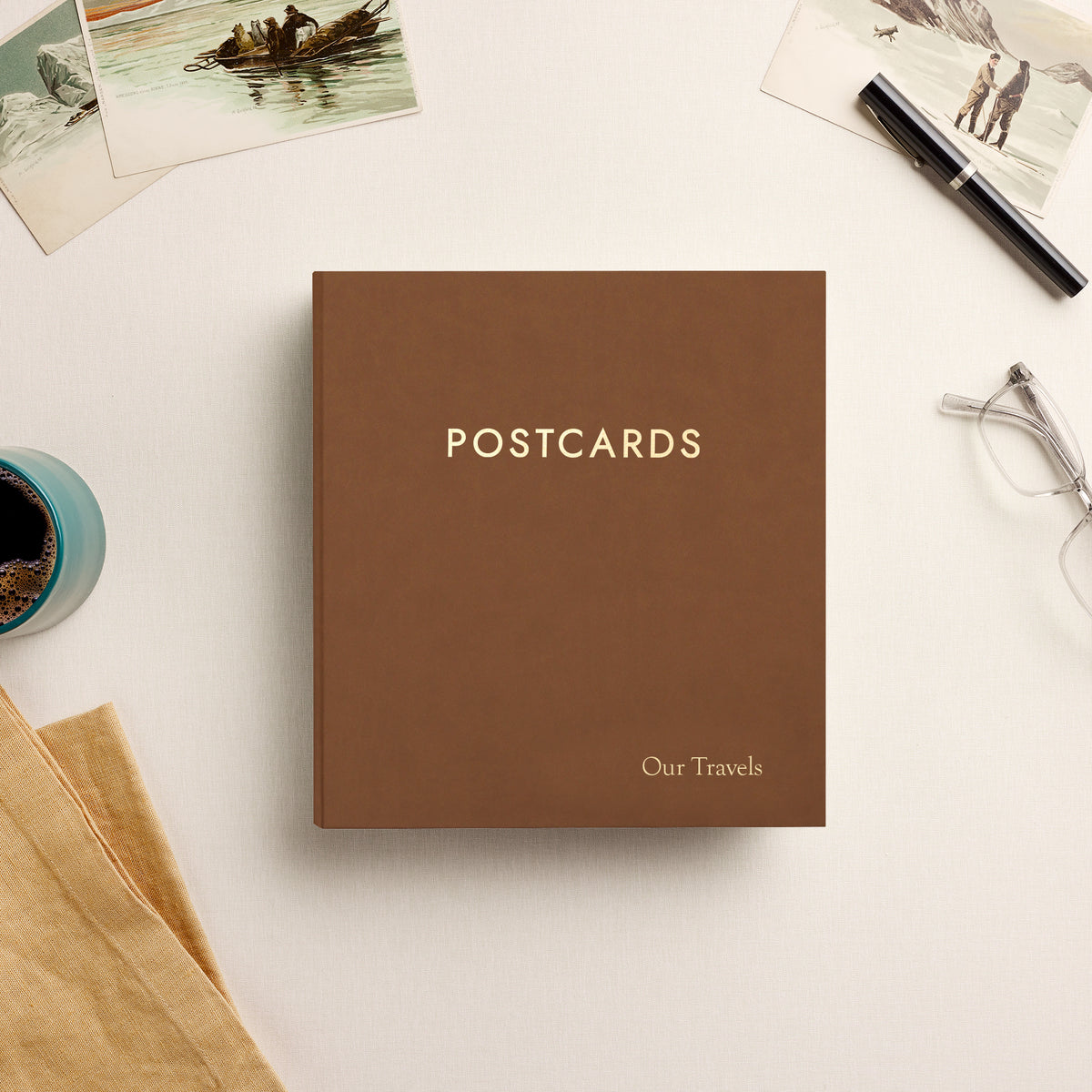 The Medium Postcard Album | Light Brown Vegan Leather