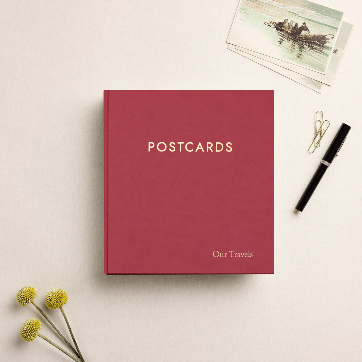 The Medium Postcard Album | Red Vegan Leather