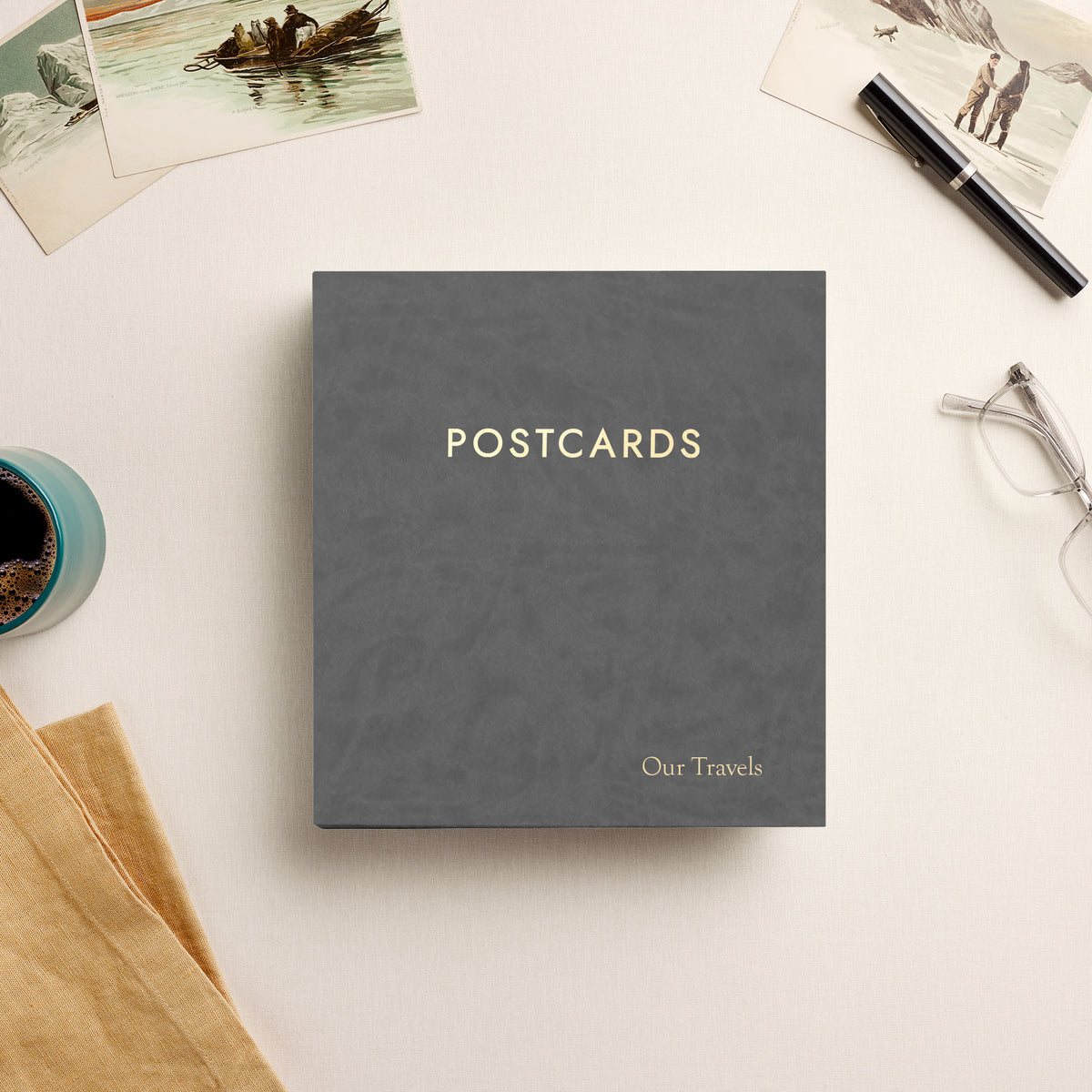 The Medium Postcard Album | Slate Gray Vegan Leather