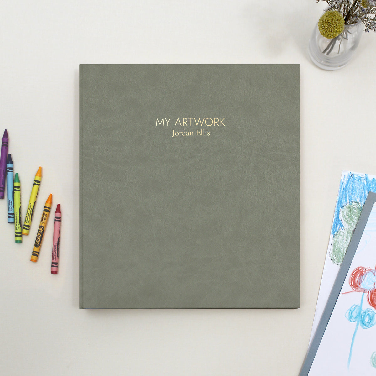 My Artwork Binder | Moss Green Vegan Leather