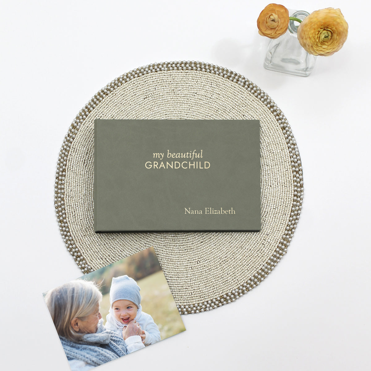 Grandma's Brag Book | My Beautiful Grandchild / Grandchildren | Moss Vegan Leather Cover