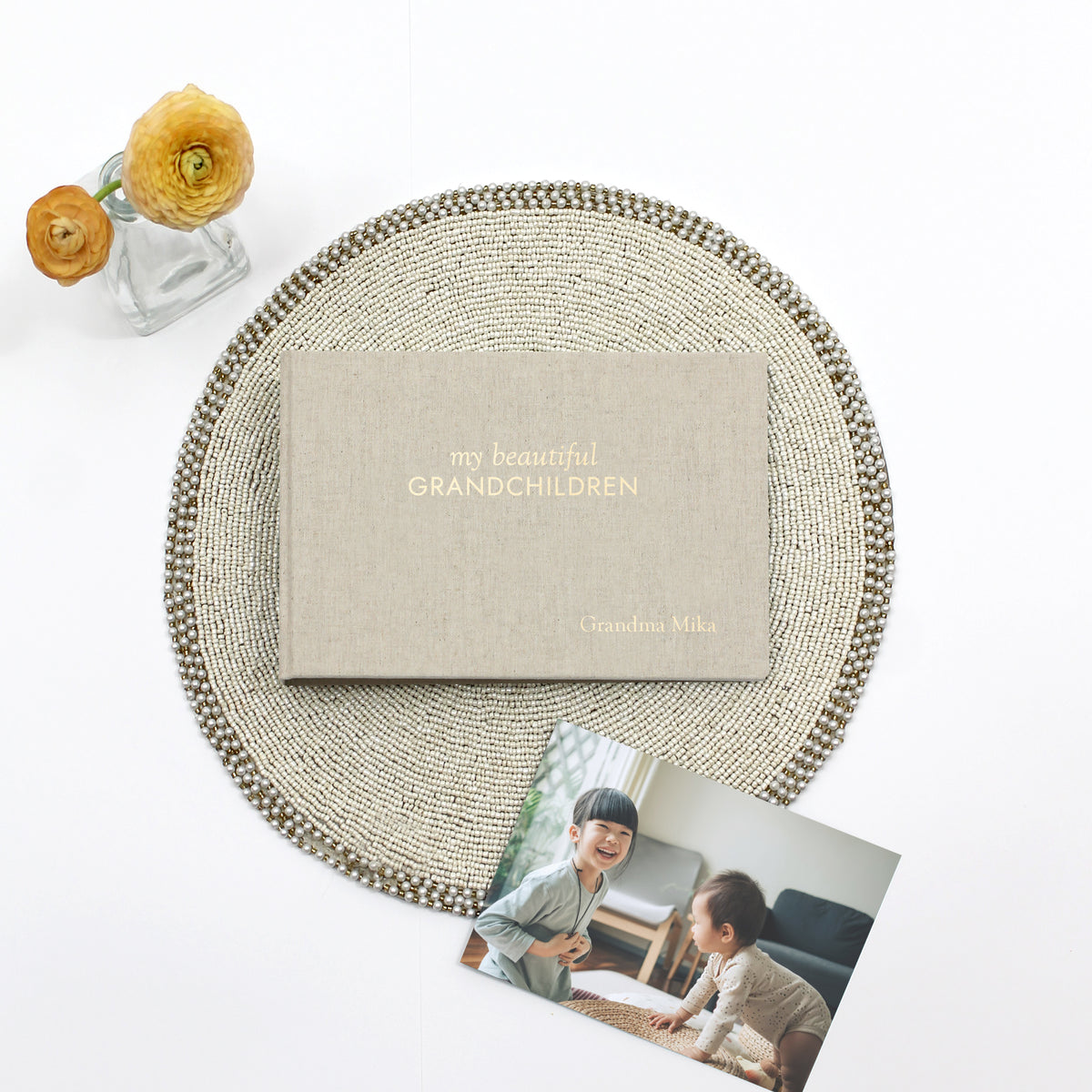 Grandma's Brag Book | My Beautiful Grandchild / Grandchildren | Natural Linen Cover
