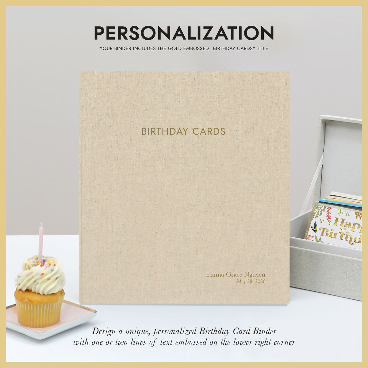 The Birthday Card Binder | Natural Linen