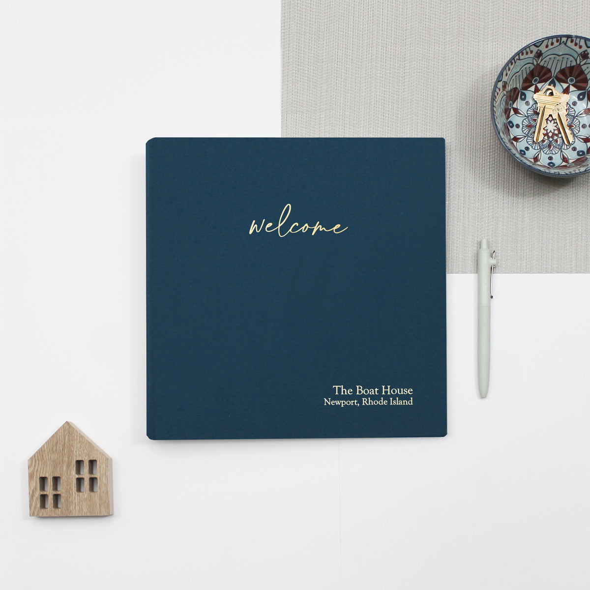 The Welcome Guestbook | Navy Blue Cotton