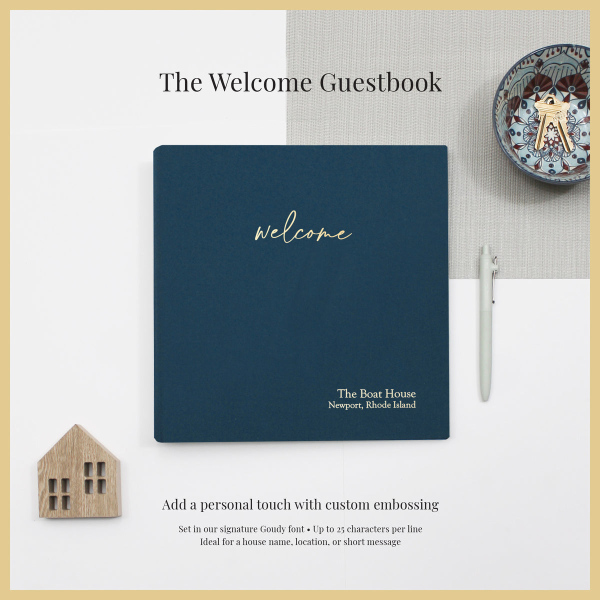 The Welcome Guestbook | Navy Blue Cotton