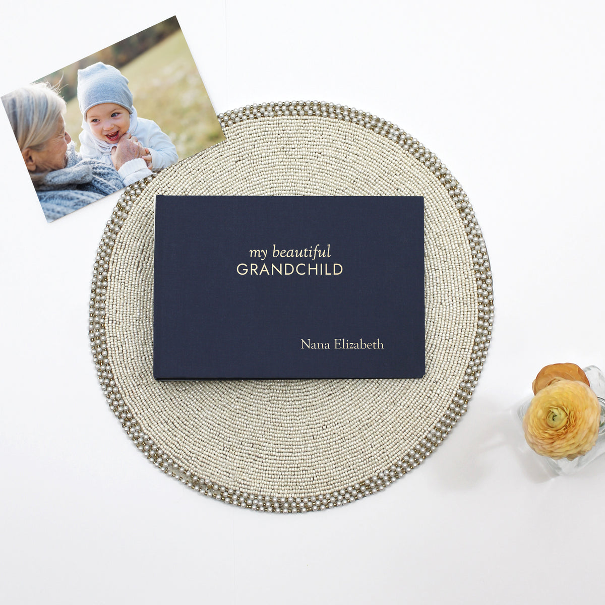 Grandma's Brag Book | My Beautiful Grandchild / Grandchildren | Navy Cotton Cover