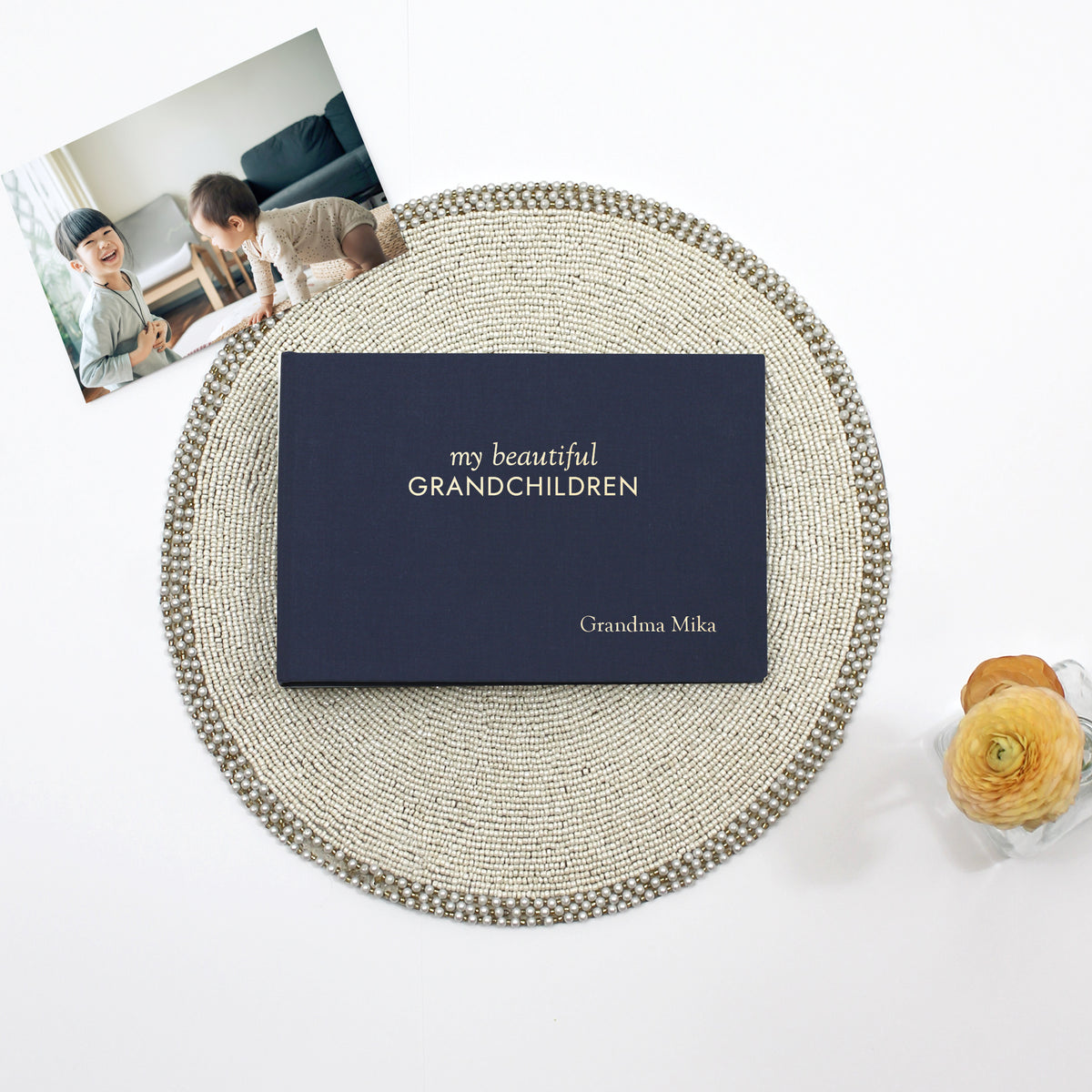 Grandma's Brag Book | My Beautiful Grandchild / Grandchildren | Navy Cotton Cover