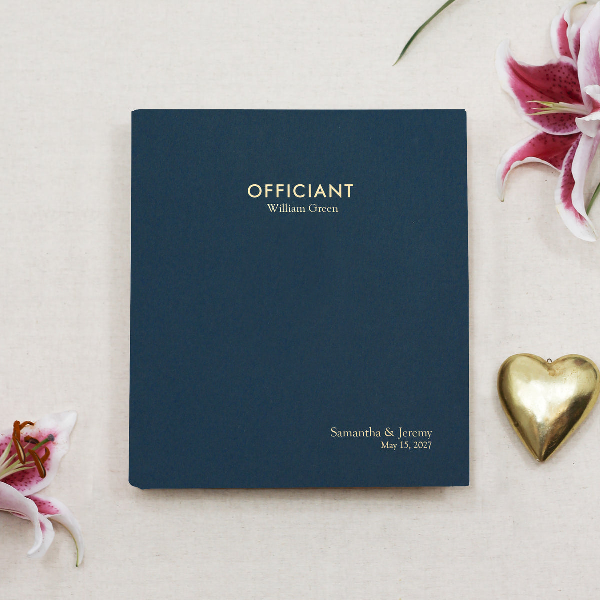 The Officiant Binder | Navy Blue Cotton | Available Personalized