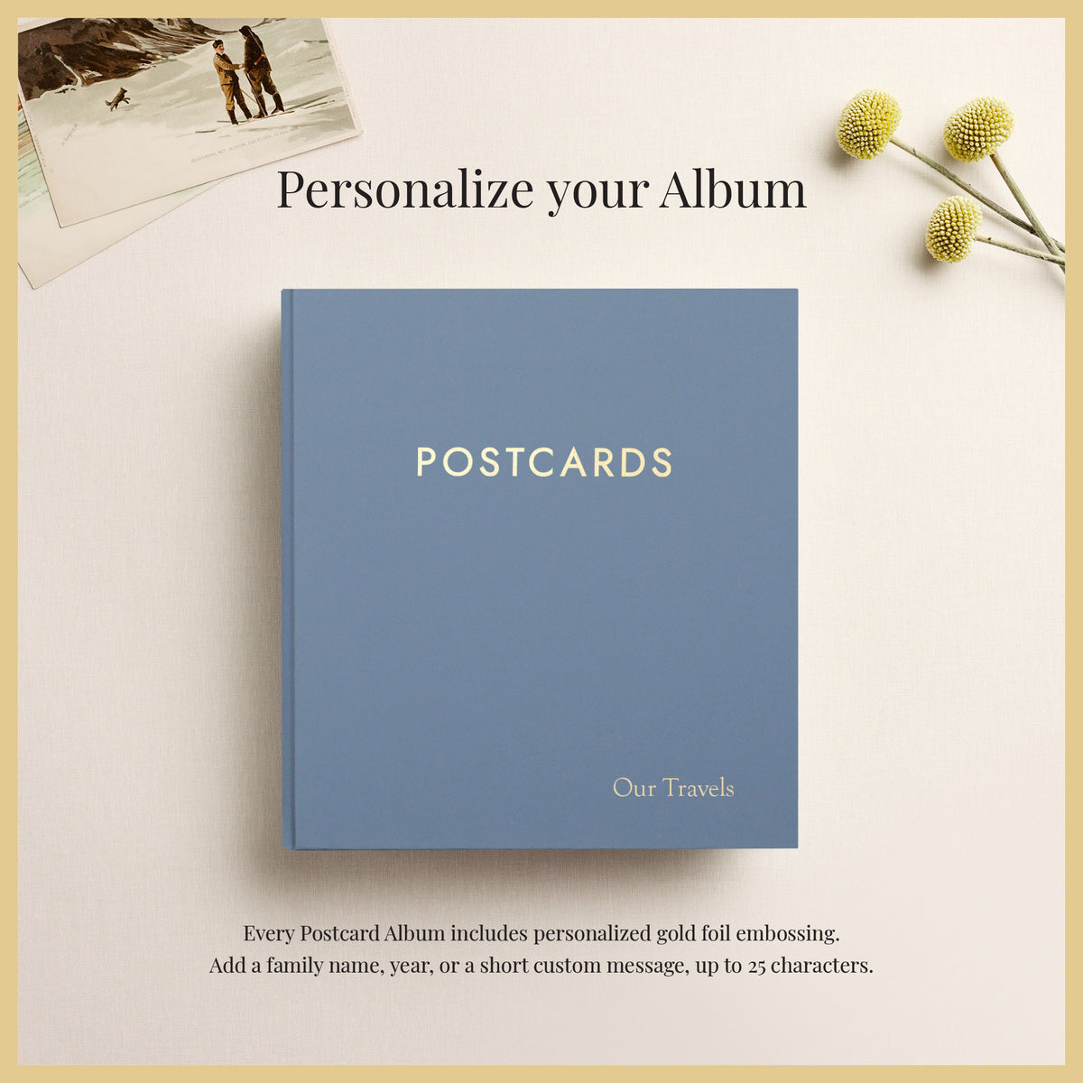 The Medium Postcard Album | Ocean Blue Vegan Leather