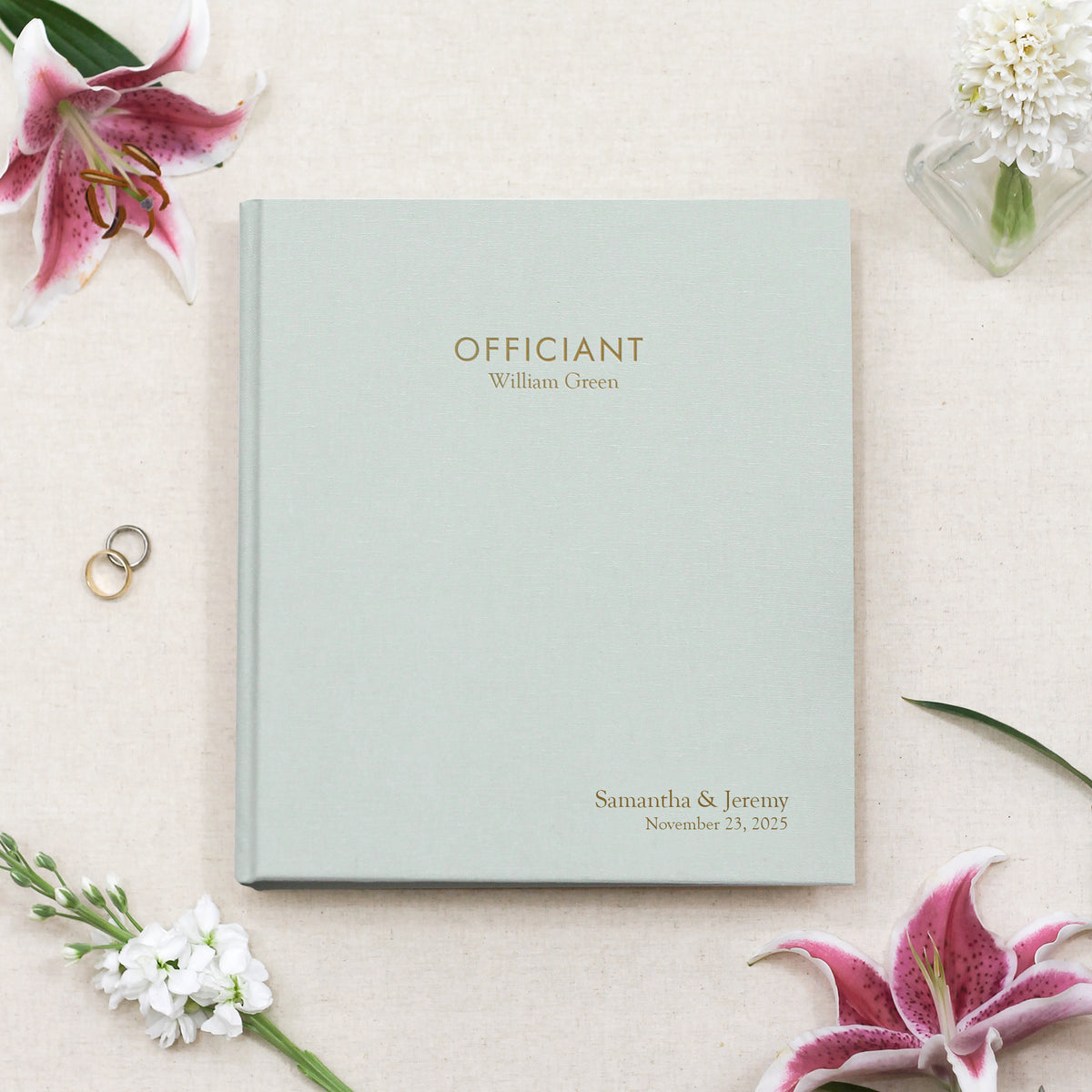 Officiant Binder | Cover: Light Blue Cotton | Available Personalized