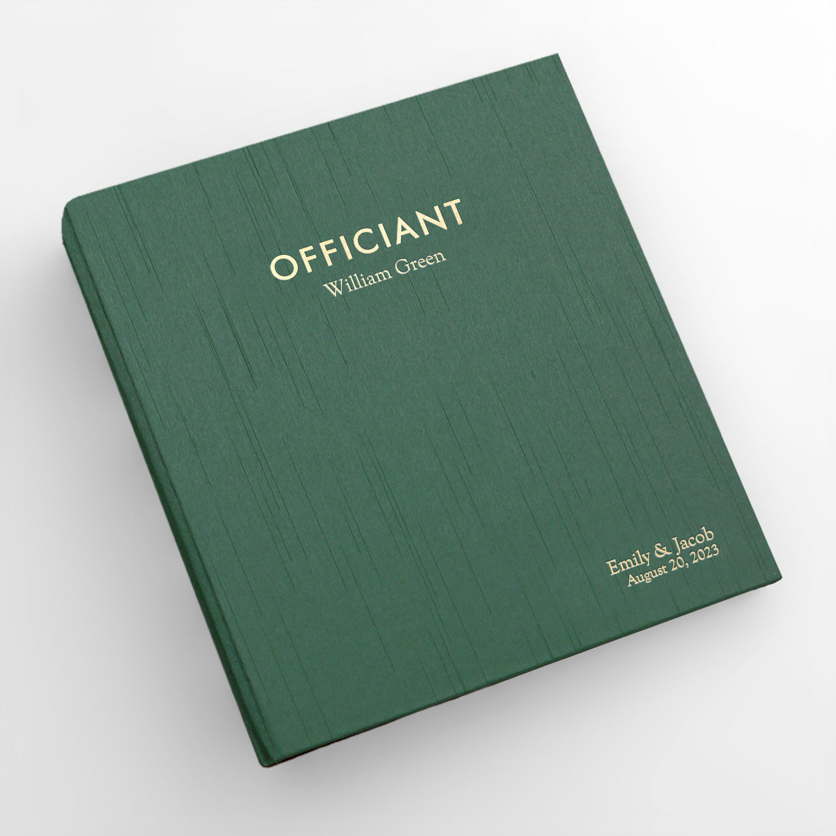 Officiant Binder with Emerald Silk Cover