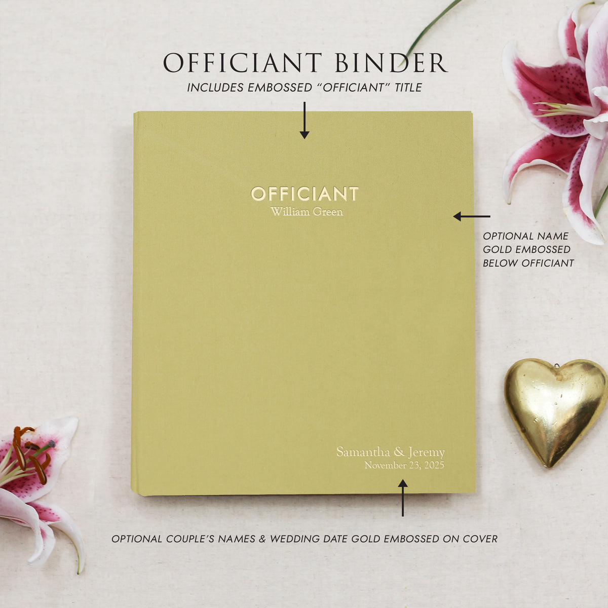 Officiant Binder | Cover: Celery Cotton | Available Personalized