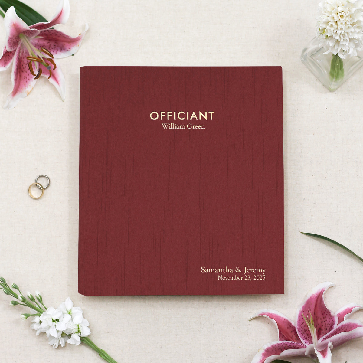 Officiant Binder | Cover: Garnet Silk | Available Personalized