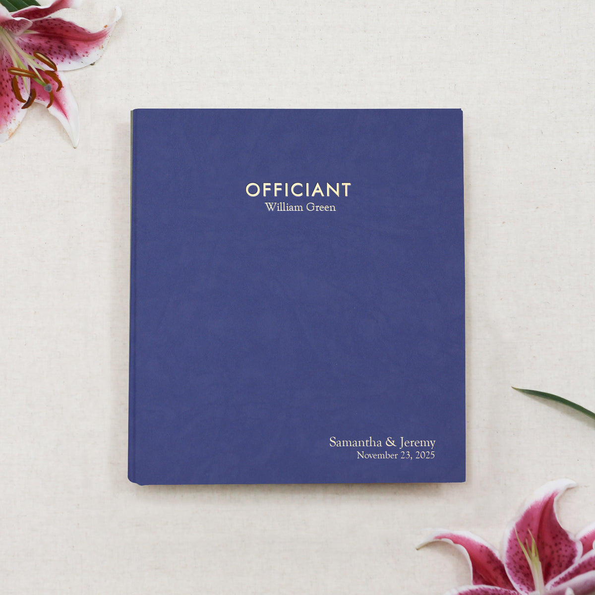 Officiant Binder | Cover: Indigo Vegan Leather | Available Personalized