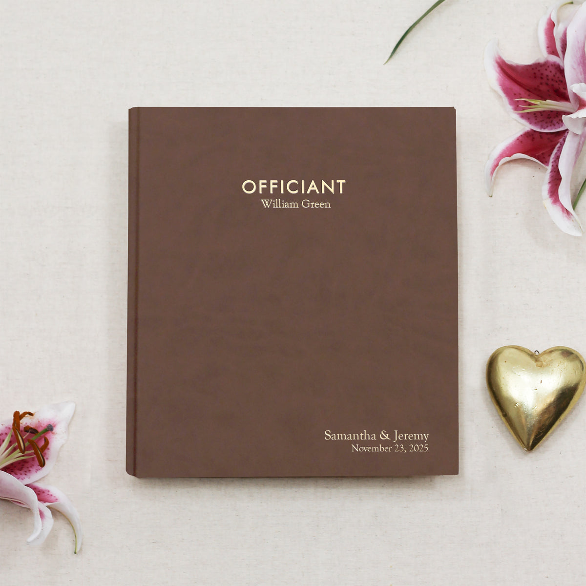 Officiant Binder | Cover: Mocha Vegan Leather | Available Personalized