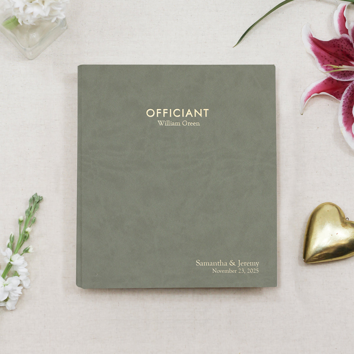 Officiant Binder | Cover: Moss Vegan Leather | Available Personalized