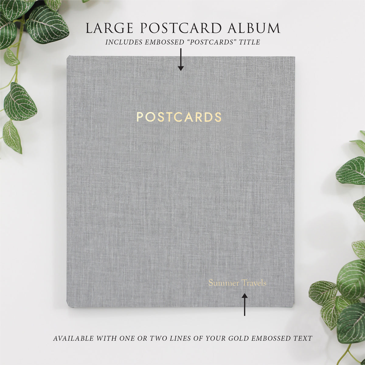Large Postcard Album | Cover: Dove Gray Linen | Available Personalized