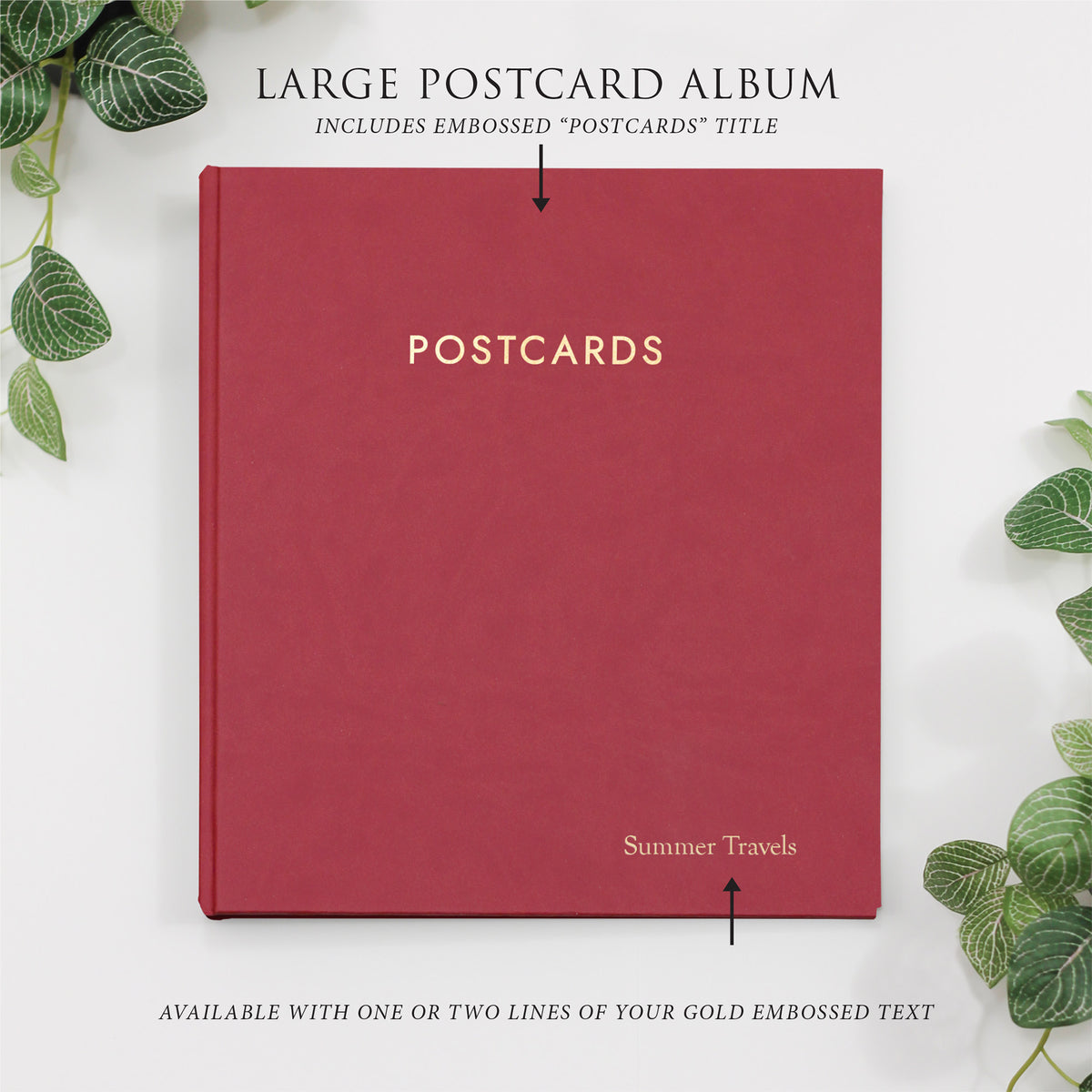 Large Postcard Album | Cover: Red Vegan Leather | Available Personalized