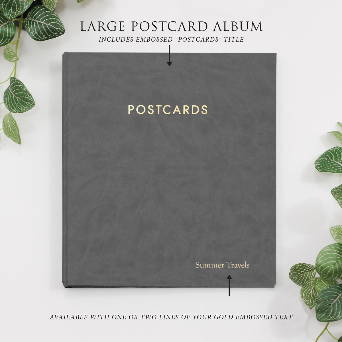 Large Postcard Album | Cover: Slate Vegan Leather | Available Personalized