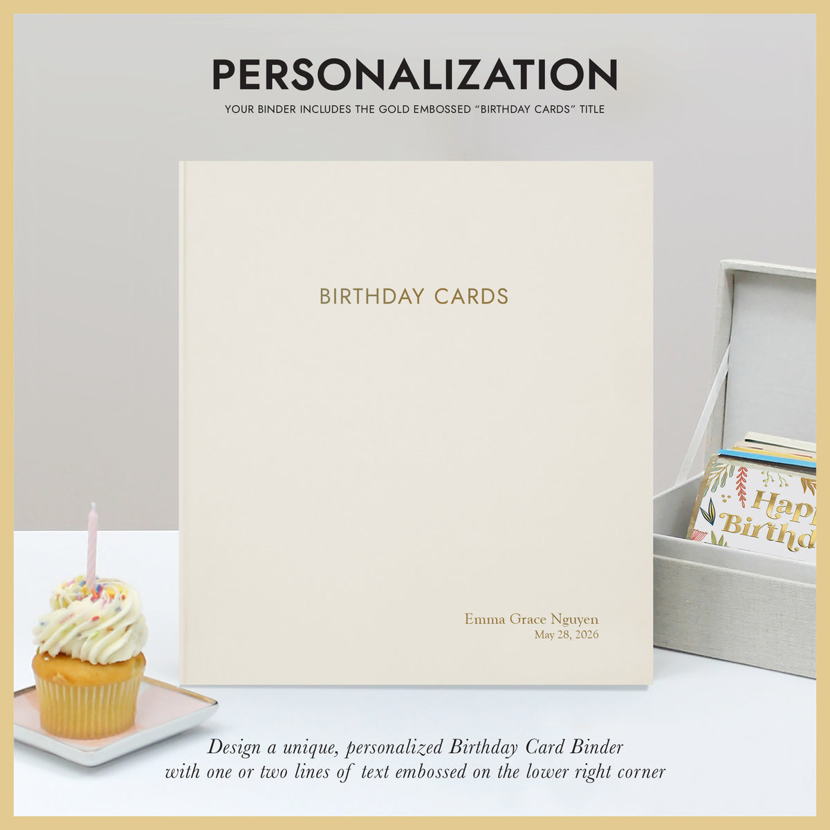 The Birthday Card Binder | Pearl White Vegan Leather
