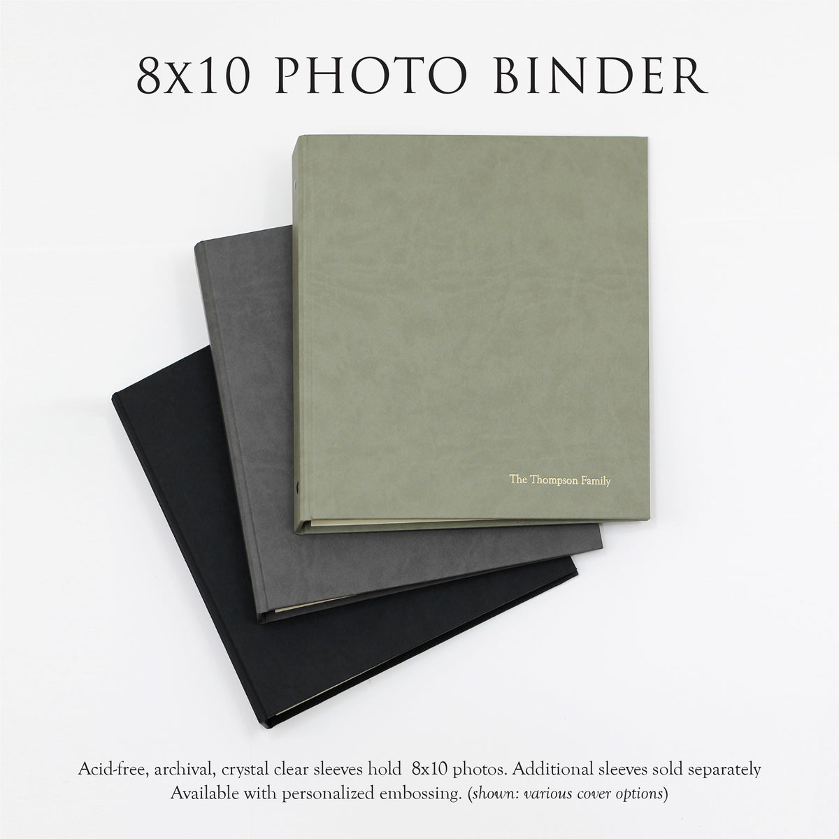 Large Photo Binder For 8x10 Photos | Cover: White Vegan Leather | Available Personalized