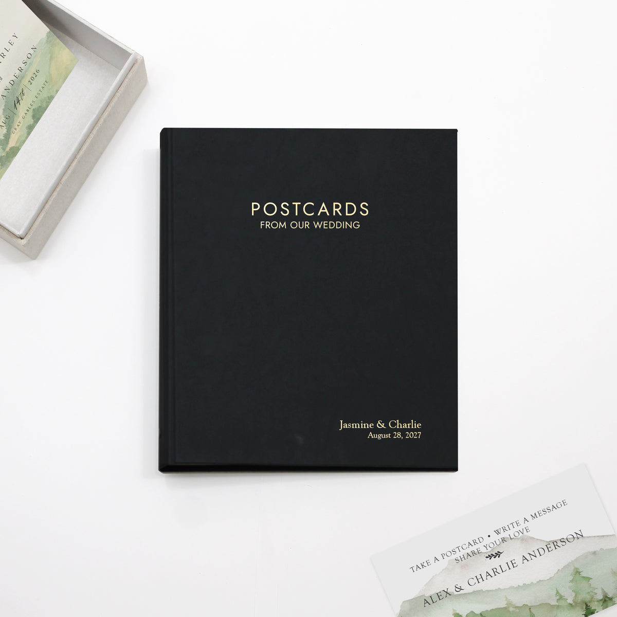 The Postcard Guestbook | Black Vegan Leather