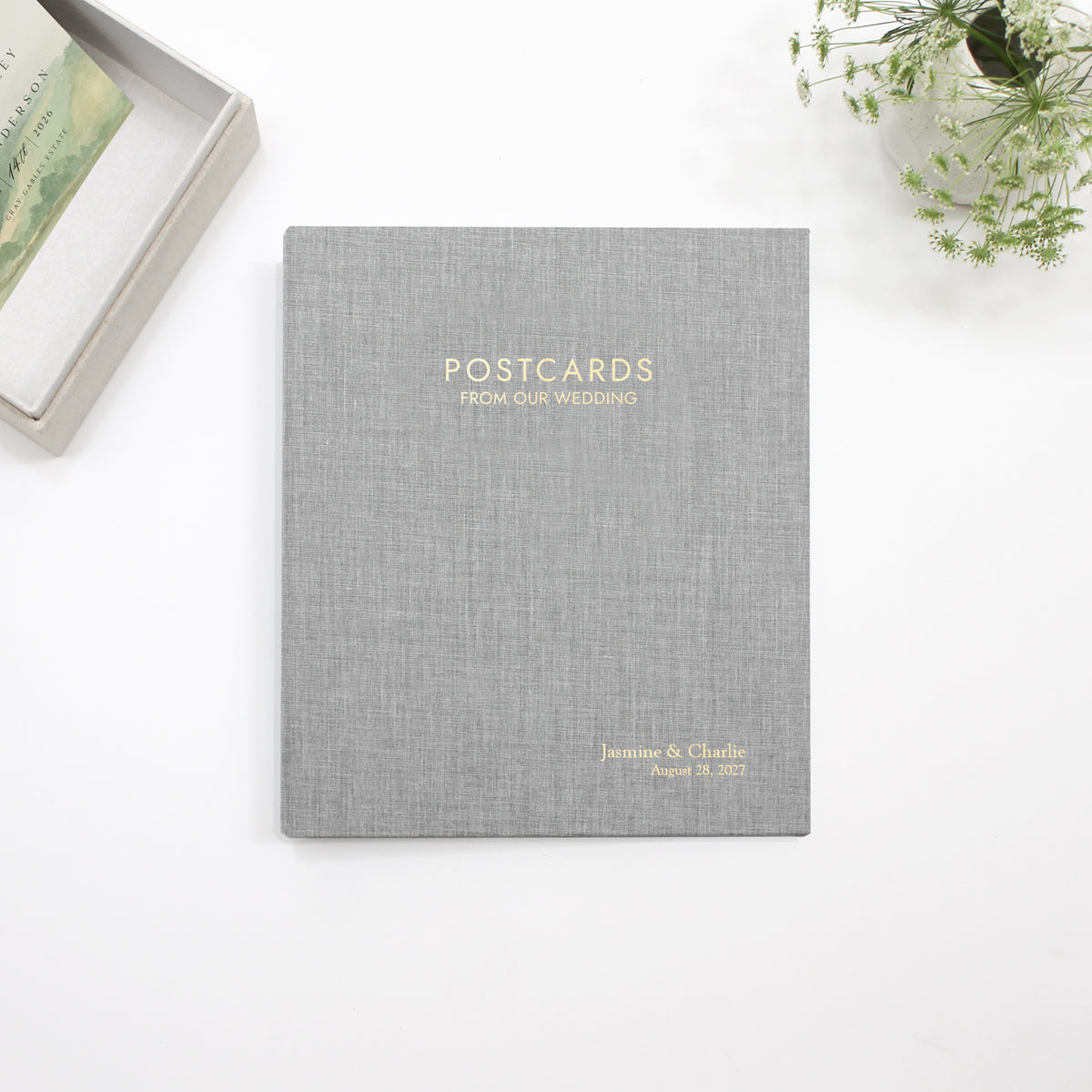 The Postcard Guestbook | Light Gray Linen