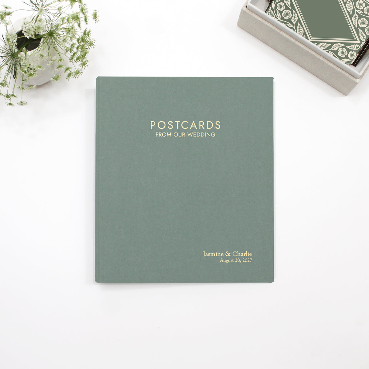 The Postcard Guestbook | Jade Green Cotton