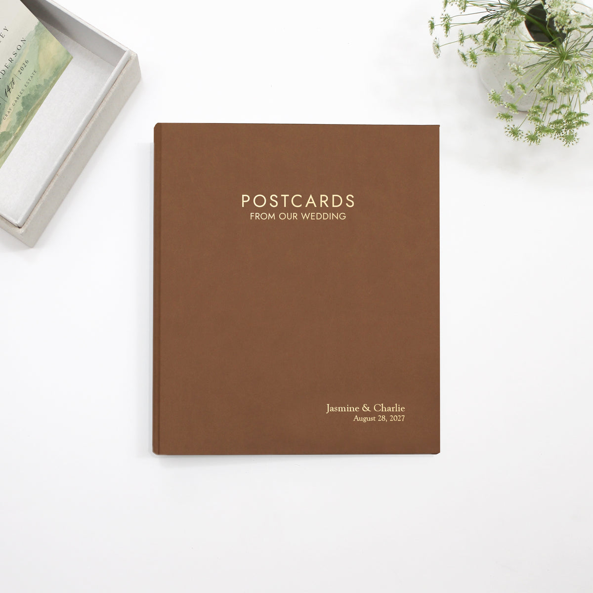 The Postcard Guestbook | Light Brown Vegan Leather