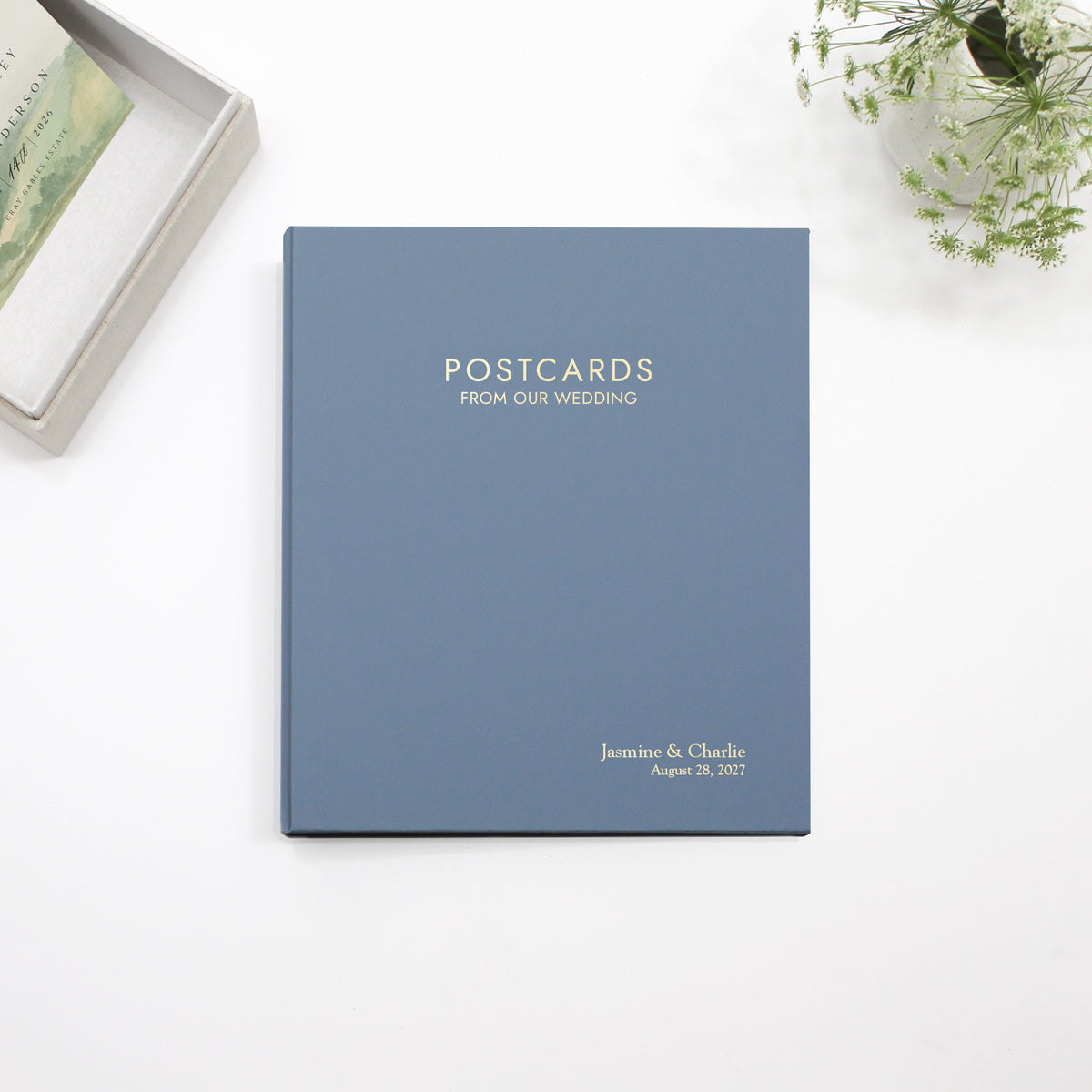 The Postcard Guestbook | Ocean Blue Vegan Leather
