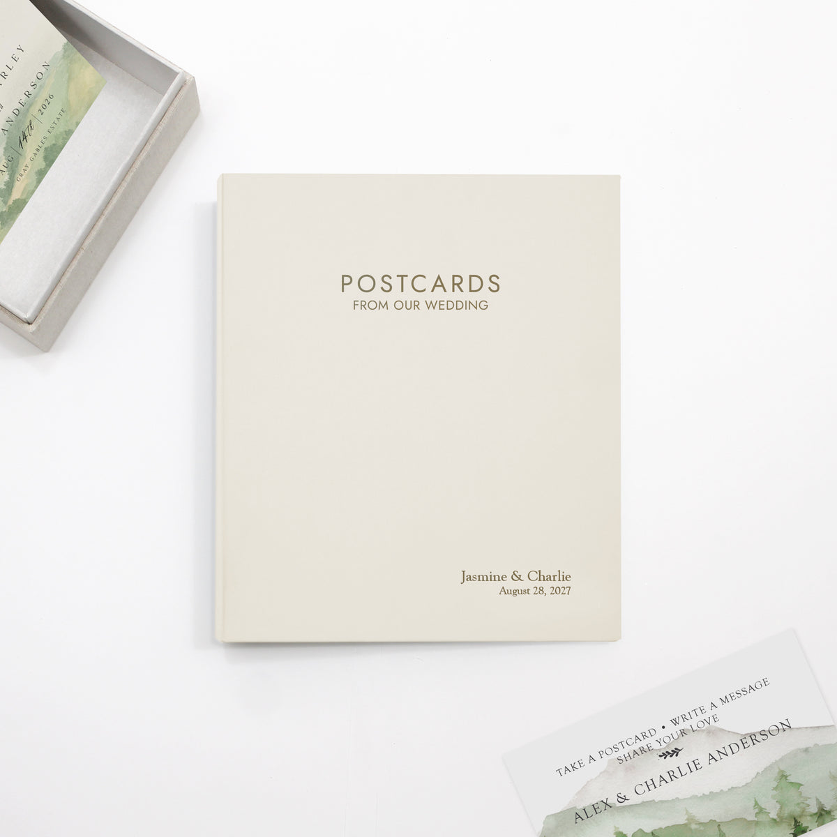 The Postcard Guestbook | Pearl White Vegan Leather