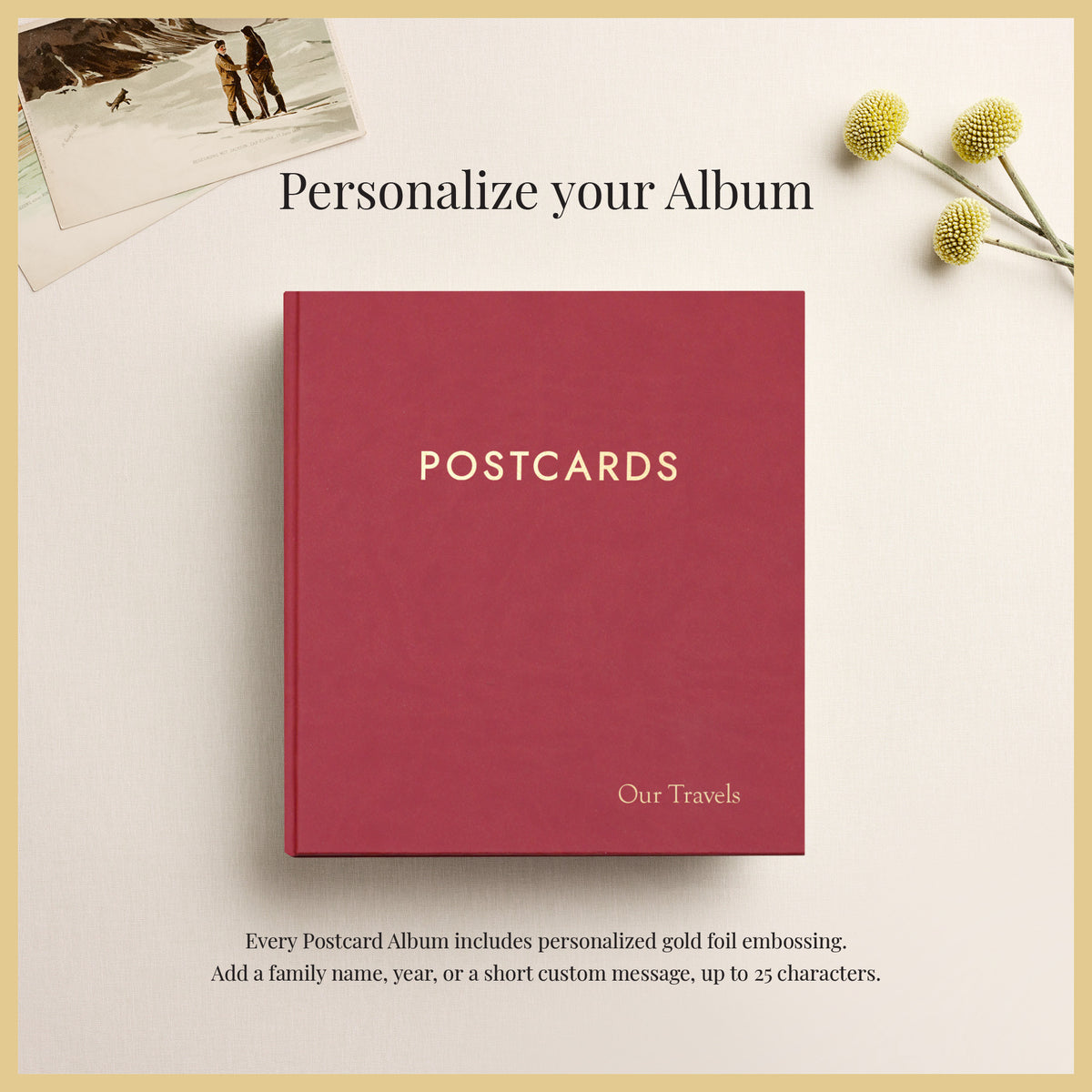 The Medium Postcard Album | Red Vegan Leather