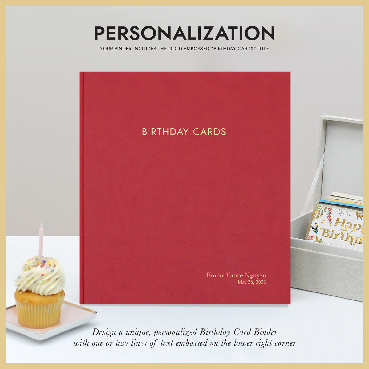 The Birthday Card Binder | Red Vegan Leather