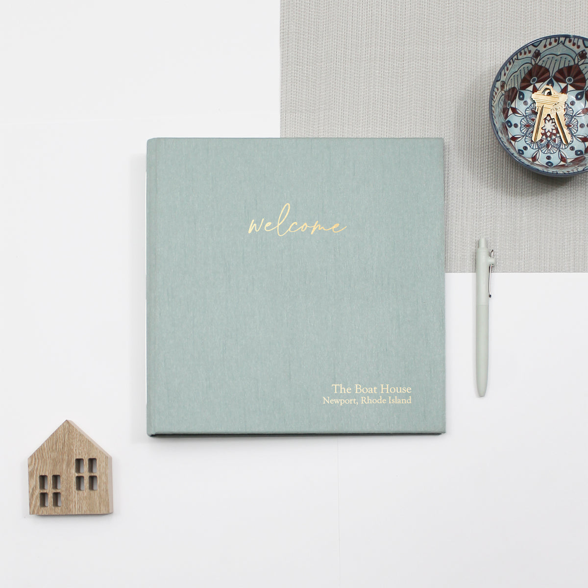 The Welcome Guestbook | Robin's Egg Blue Silk