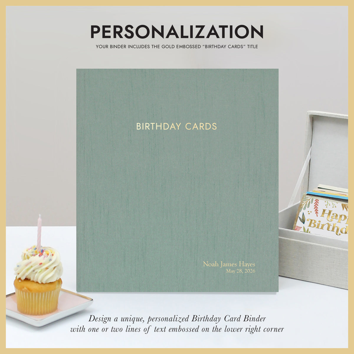 The Birthday Card Binder | Robin's Egg Blue Silk